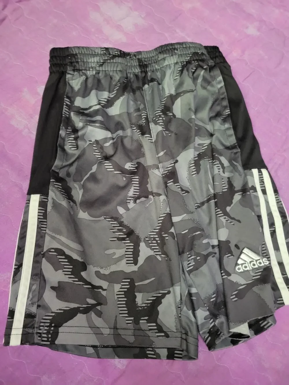 Adidas Camo Shorts – Gray Black White – Boys Size 10-12